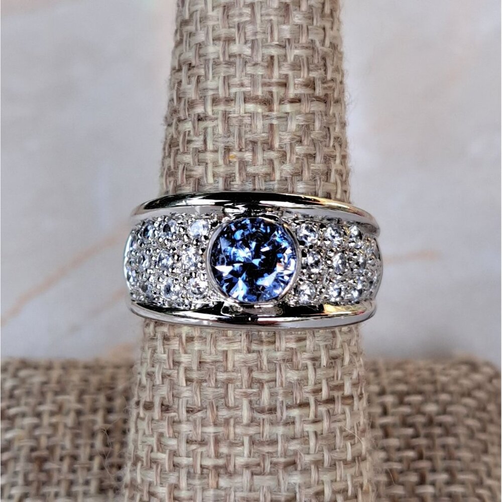 3 Carat t.w. Natural Tanzanite & Sapphire Sterling Silver Statement Ring - Picture 5 of 13